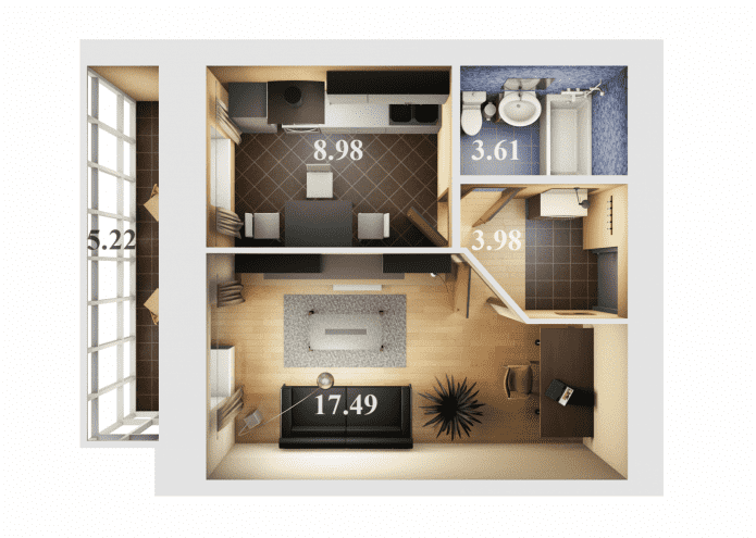 dzīvokļa plānojums 36 kvadrāti