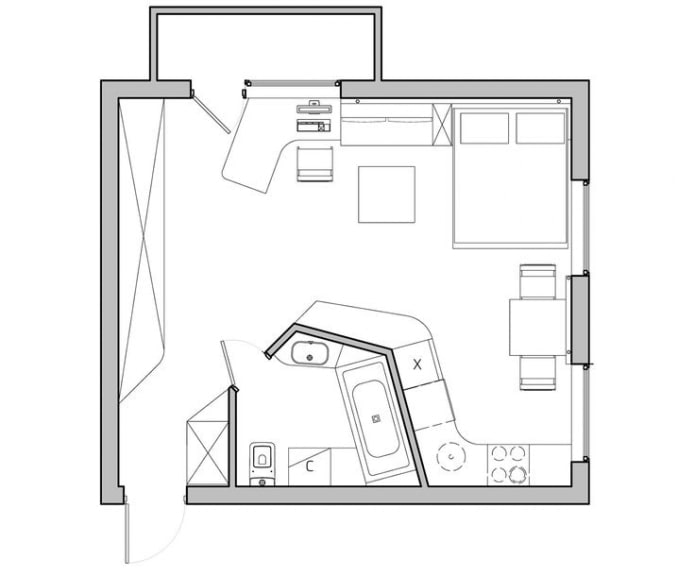 układ mieszkania 36 kwadratów