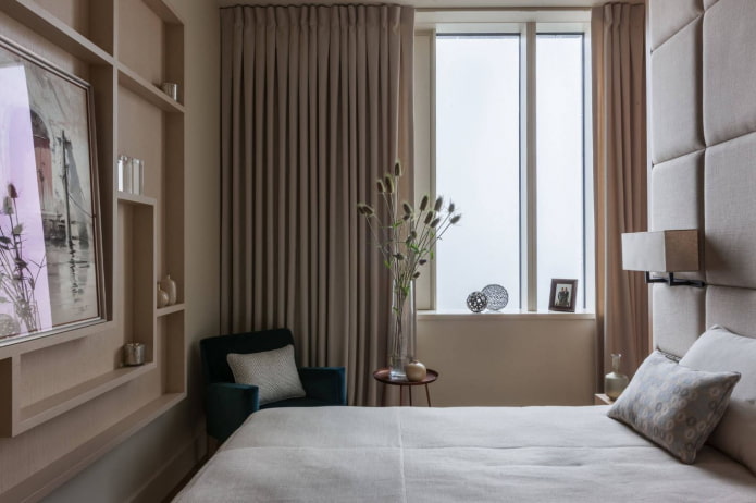 design dormitor în interiorul unui apartament de 35 de pătrate