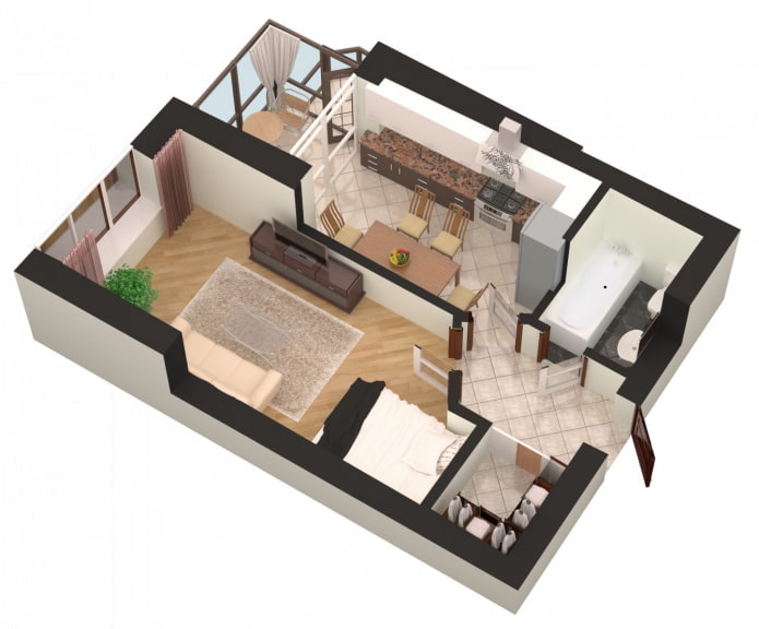 Suite met 1 slaapkamer, woonkamer en balkon