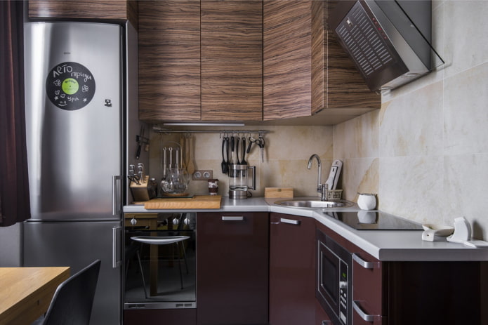 thiết kế nhà bếp trong nội thất của một căn hộ 45 ô vuông