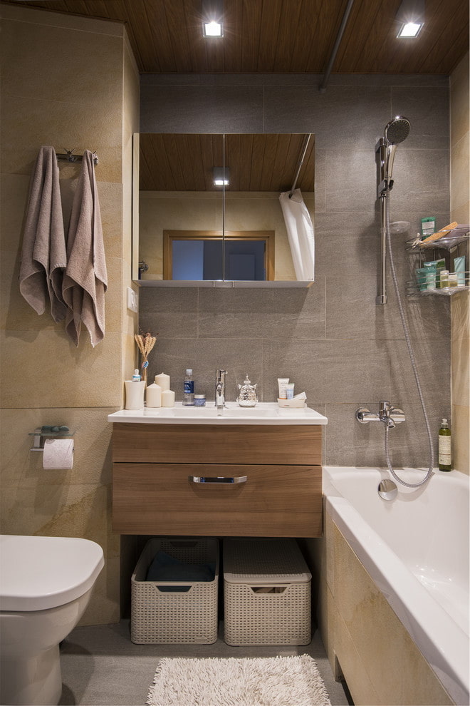 progettazione di un bagno all'interno di un appartamento di 45 quadrati