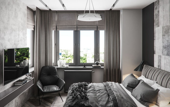 design della camera da letto all'interno di un appartamento di 45 quadrati