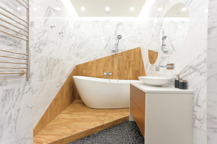 dizajn interiéru kúpeľne v bielych farbách