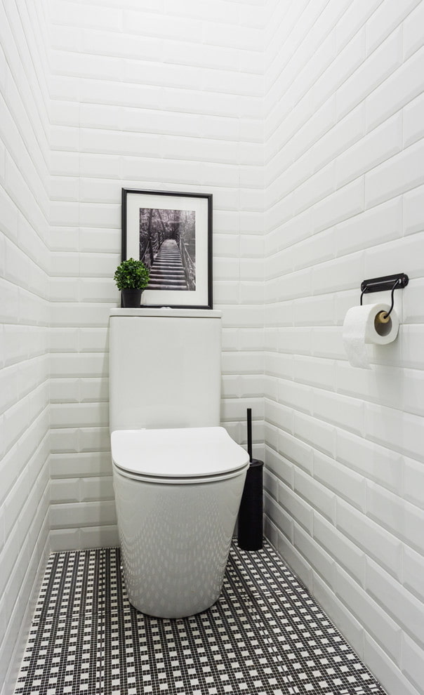 design interior toaletă în culori albe