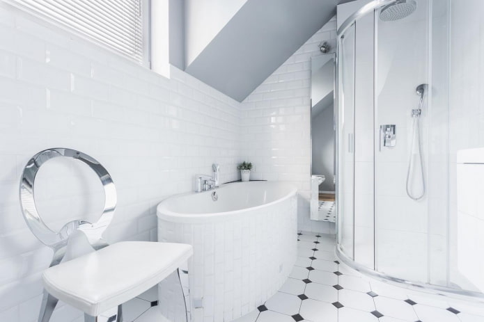thiết kế nội thất phòng tắm với gam màu trắng