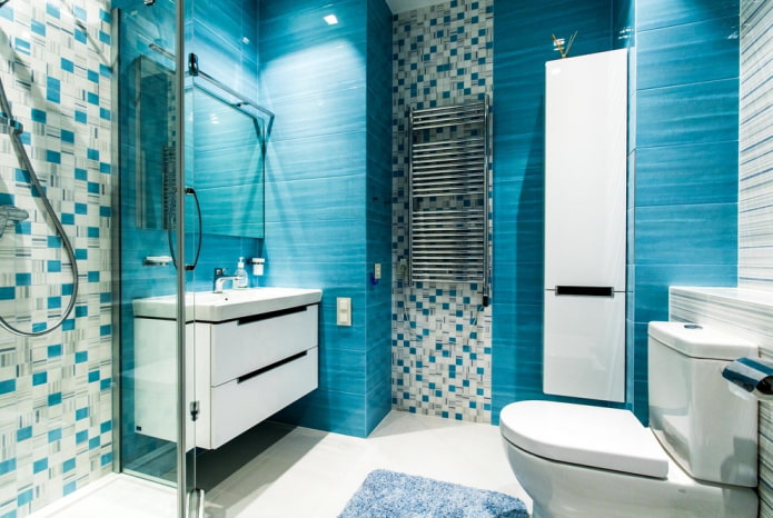 עיצוב של חדר אמבטיה בחלק הפנימי של דירה של 70 ריבועים
