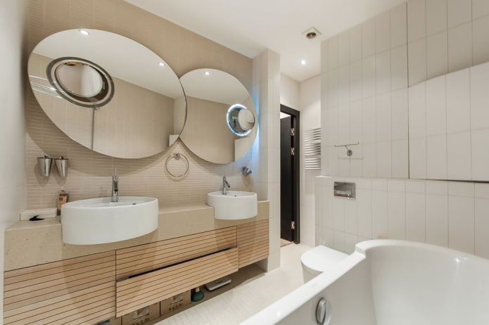 עיצוב של חדר אמבטיה בחלק הפנימי של דירה של 70 ריבועים