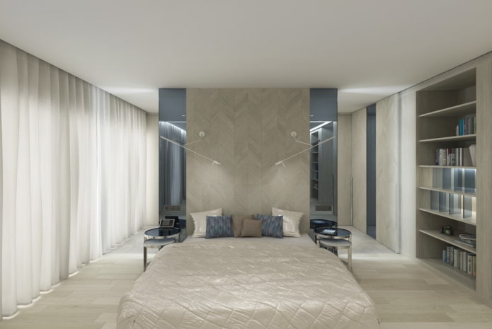 design ložnice v interiéru bytu o 100 čtvercích