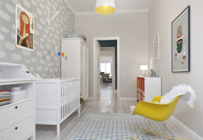ontwerp van een kinderkamer in het interieur van een appartement van 100 vierkanten