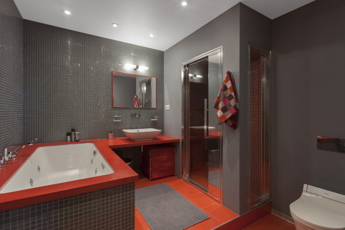design af et badeværelse i det indre af en lejlighed på 100 kvadrater