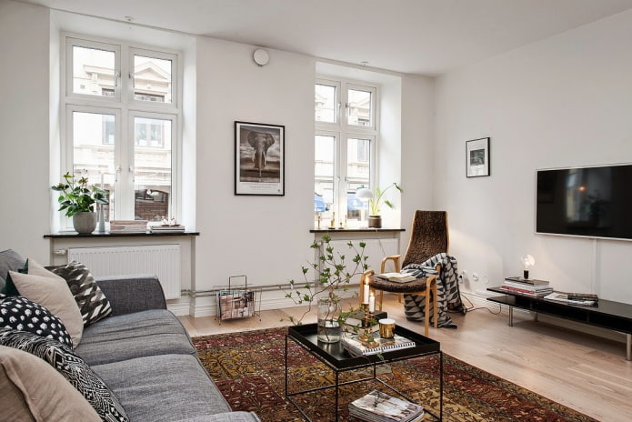interiorul apartamentului este de 100 de pătrate în stil scandinav