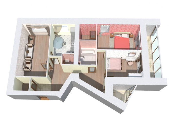układ mieszkania o powierzchni 100 m2