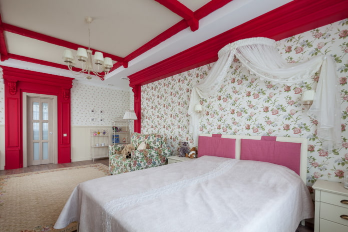 genç bir kız için büyük bir yatak odası tasarımı