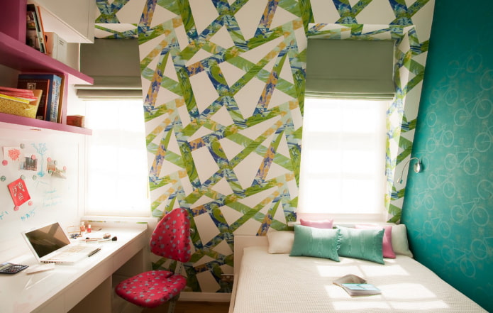 design podkrovní ložnice pro dospívající dívku