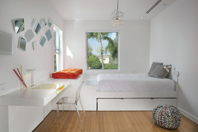 spavaća soba za tinejdžericu u stilu minimalizma