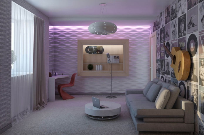 slaapkamer voor tienermeisje in hightech-stijl