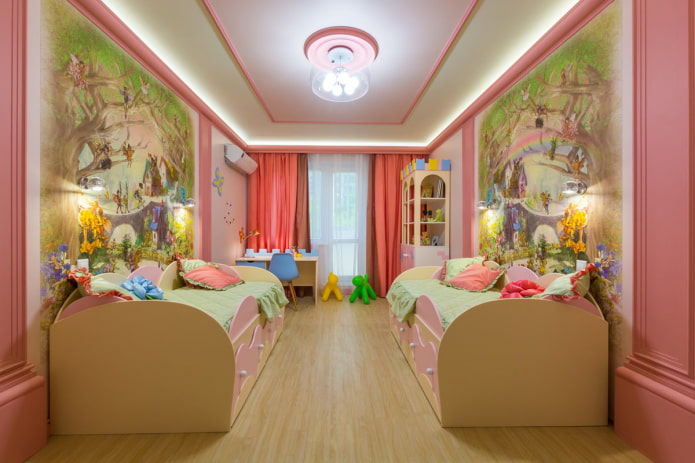 design ložnice pro dvě předškolní dívky