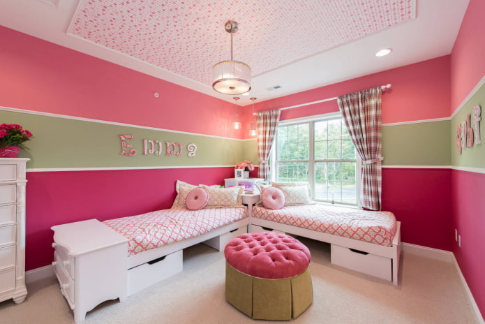 design ložnice pro dvě dospívající dívky