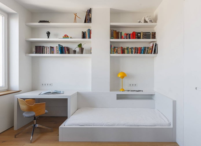 camera da letto per un adolescente nello stile del minimalismo