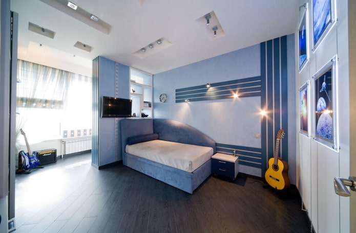 esquema de colors d’un dormitori per a un adolescent