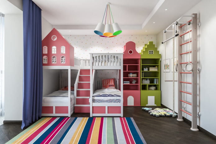 üç çocuk için yatak odası tasarımı