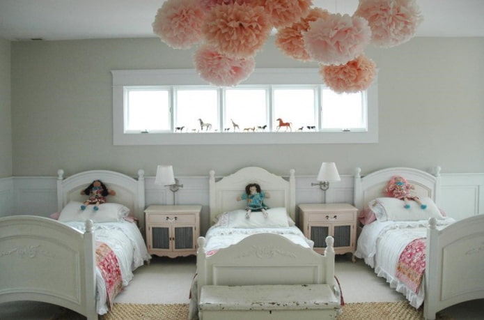 soveværelse design til tre piger