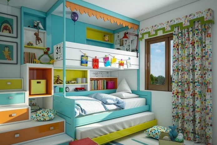 تصميم غرفة لثلاثة أطفال من جنسين مختلفين