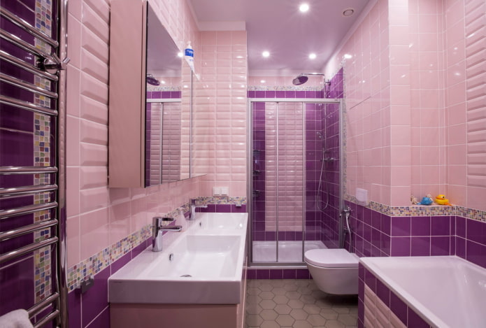 Phòng tắm màu hồng tím