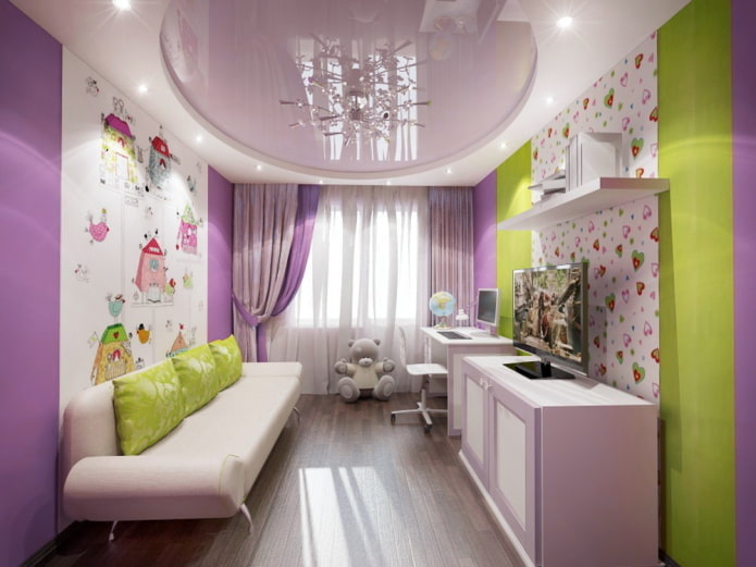 Виолетово зелена детска стая