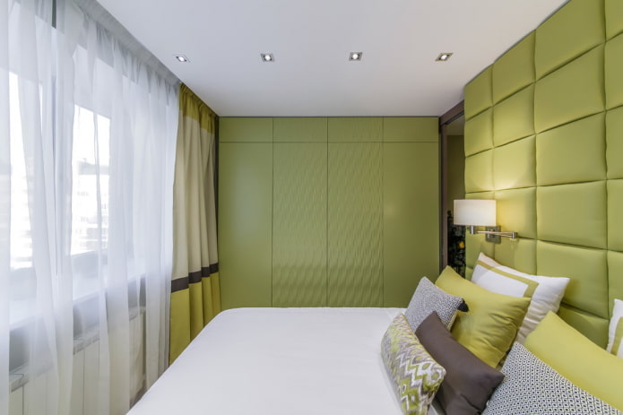 slaapkamer interieur in olijftinten