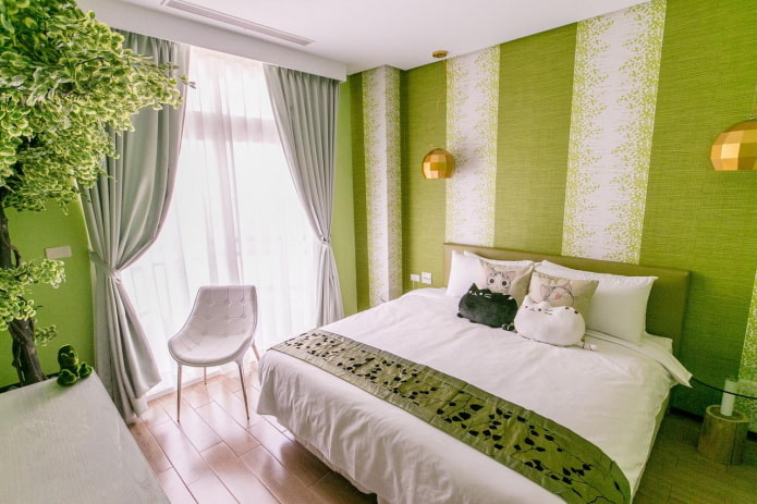 dekorere soveværelset i grønne toner
