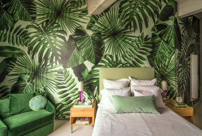 guļamistabas dizains zaļās krāsās