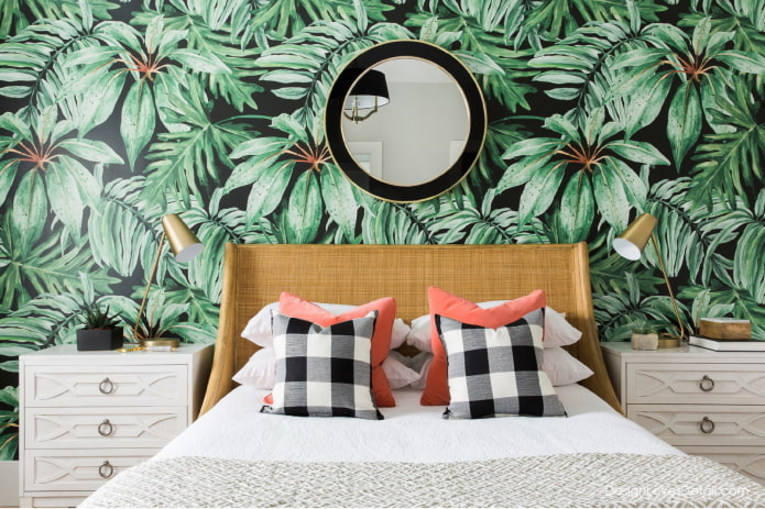 yeşil renklerde yatak odası tasarımı