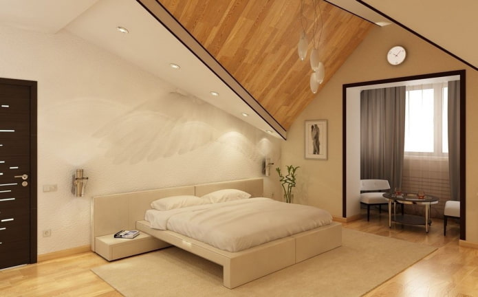 تصميم غرفة نوم العلية مع شرفة