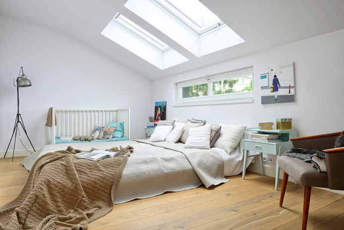 ערכת צבעים של חדר השינה בעליית הגג