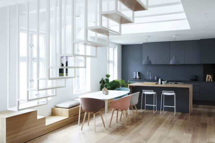 interiorul unui apartament supraetajat în stilul minimalismului