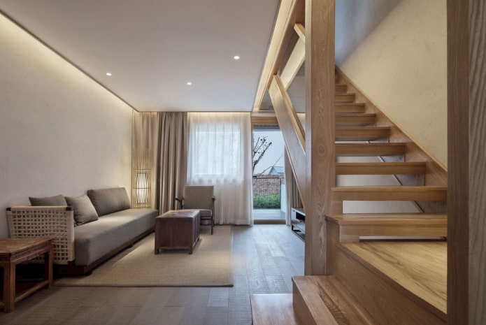 conception d'escalier à l'intérieur d'un appartement avec lits superposés