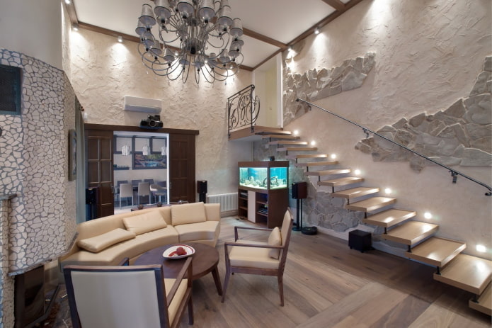 conception d'escalier à l'intérieur d'un appartement avec lits superposés