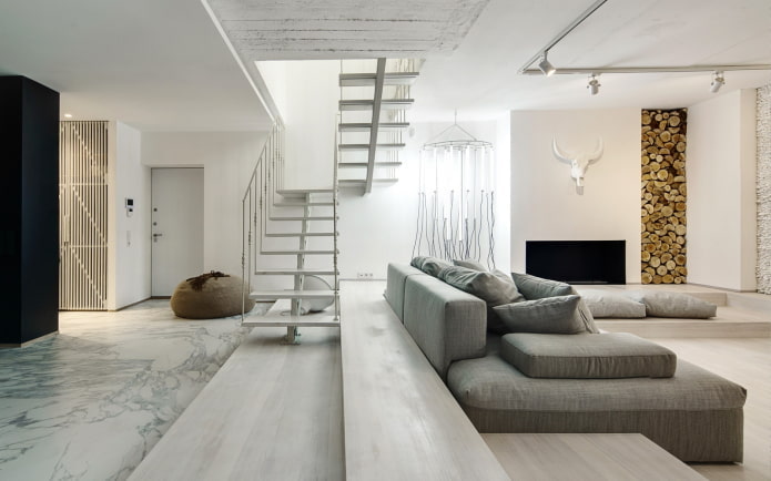 interno di un appartamento a castello nello stile del minimalismo
