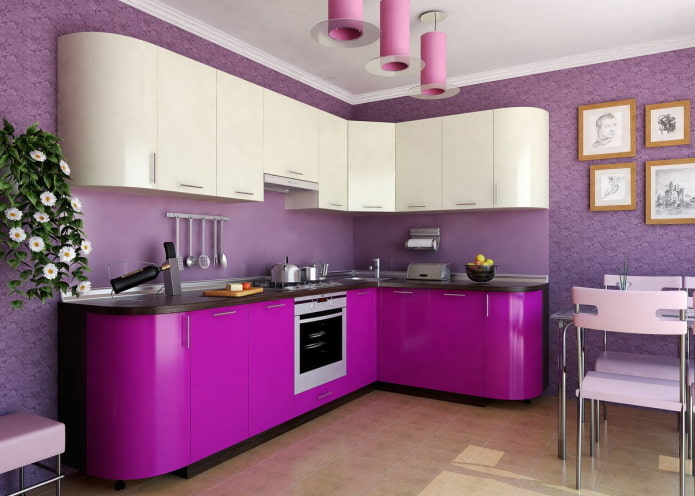 apdailos virtuvė purpuriniais tonais