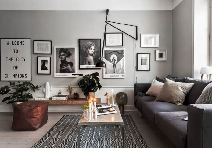 sivý interiér v škandinávskom štýle