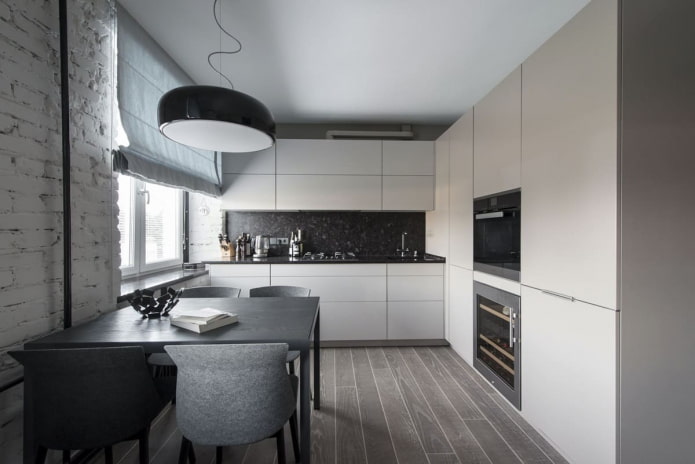 grå interiør i stil med minimalisme