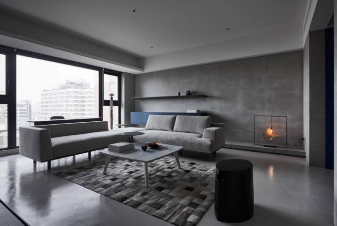 grijs interieur in de stijl van minimalisme