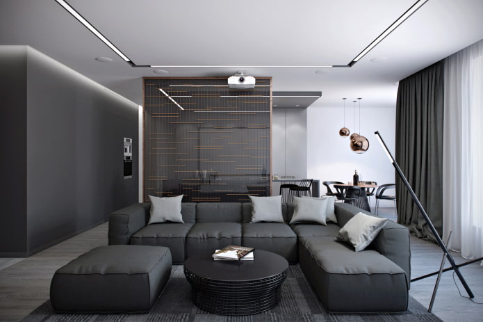 sivý high-tech interiér