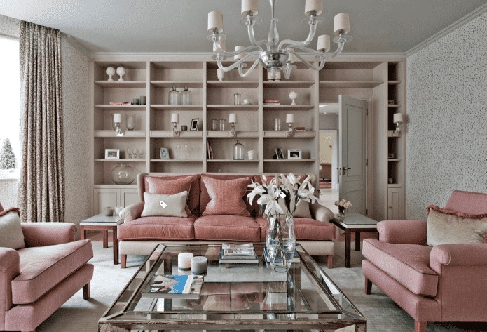 design d'intérieur aux couleurs rose et gris