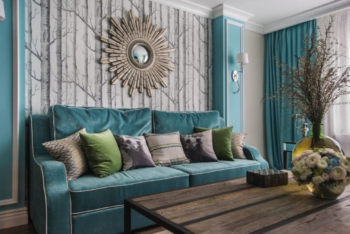 design interior în culori gri-turcoaz