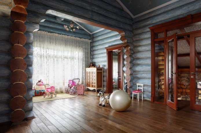 kinderkamer in een houten huis