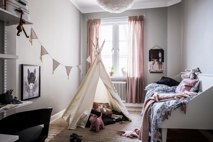 интериор на детска стая за момиче в скандинавски стил