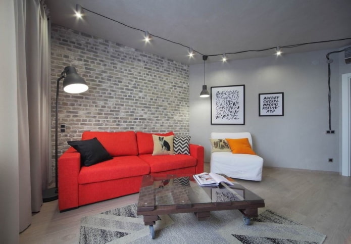 Obývacia izba s osvetleným stropom
